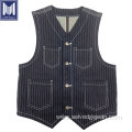 100% cotton selvedge hiskory stripe denim vest jacket